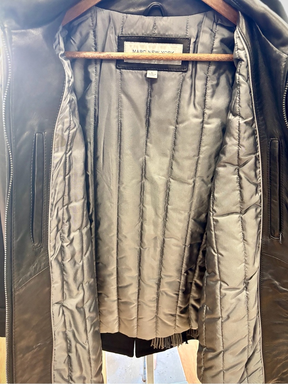 Marc New York Dark Brown Leather Zip Jacket - Picture 3 of 3